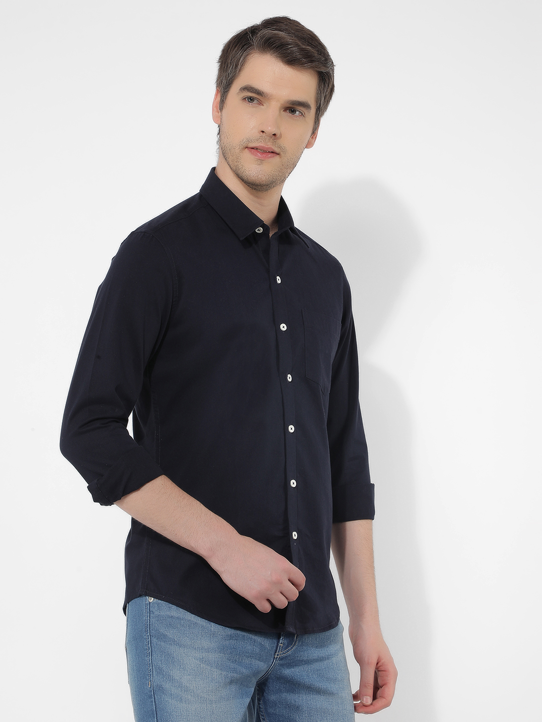 Numero Uno Men Solid Navy Shirt